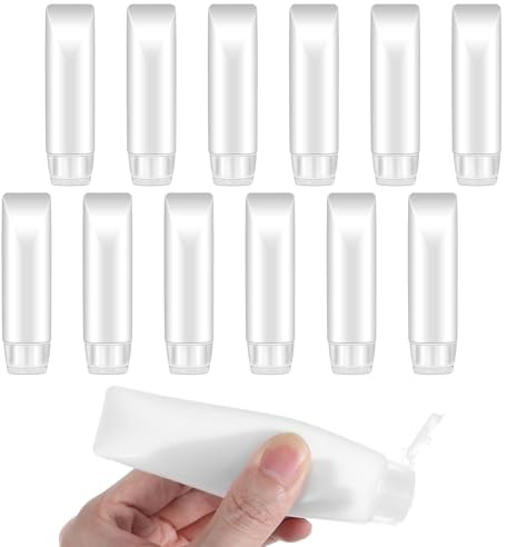 Guduling Set med reseflaskor, 12 stycken, 30 ml, påfyllningsbara behållare för kosmetika, läckagesäkra små behållare för balsam, schampo, duschgel, lotion
