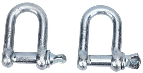 Asixxsix D Ring Shackle, 2PCS Heavy Duty Galvanized Steel Anchor Shackle with Thickened Screw Pin for Tow Strap Winch Vehicle Recovery, 2 Ton Working Load Limit