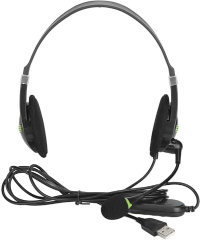 Wakects Auriculares con Cable, Auriculares Giratorios con Cable de 3,5 Mm con Cancelación de Ruido para Colocar sobre la Oreja para Oficina (Tipo USB)