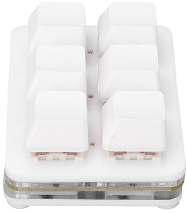 Naroote 6 Touches Rouge Interrupteur Petit USB Filaire Rvb Clavier Mécanique Bricolage Programmable Portable Compact pour Les Médias de Jeu Bureau Acrylique (White)