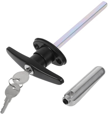 PRETYZOOM Kit de Cerradura para Puerta Corredera con Manija en T de Aleación de Zinc Negra, Diseño Versátil para Mejorar la Seguridad en Puertas y Portones con Llave Incluida