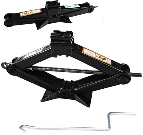 Gatos para Coche Gatos de Tijera manuales mecánicos de 2 toneladas con Base estabilizadora y Mango para reemplazo de neumáticos de automóviles/SUV automóvil de Portátil