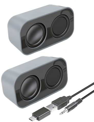 GELRHONR Mini PC Lautsprecher, PC Speakers mit Klinkenstecker und Lautstärkeregler, USB Lautsprecher with Desktop-PC,Laptop,Gaming,Monitor 1,2m/3.94ft
