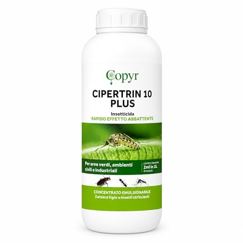 Cipertrin 10 Plus Copyr 1 L – Insetticida Concentrato Emulsionabile a Rapido Effetto Abbattente contro Zanzara Tigre, Insetti Striscianti e Volanti
