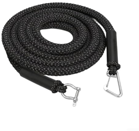 Bungee Dock-Line - Corda elastica per kayak, pontone, barca, jet-ski, ormeggio, resistente, con grillo (nero)