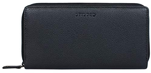 STILORD 'Dana' Cartera Mujer Piel Vintage Anti RFID Monedero Grande con Cremallera Billetera Horizontal para Tarjetas DNI Monedas Cartera Dama Cuero auténtico Color:Negro