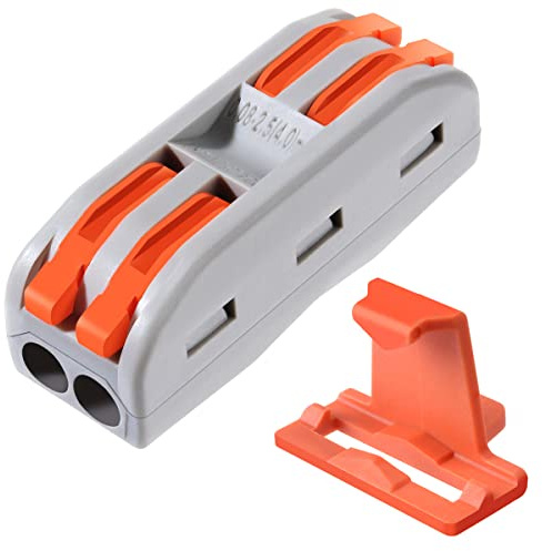 25pcs Conductor Compact Connectors Lever Wire Nut Electrical Connectors with Fixed Base for 2 Circuit Inline Splices 28-12 AWG