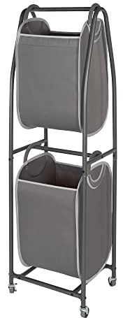 Neatfreak - 2 Tier Laundry Sorter - Laundry Hamper With Wheels & 2 x Laundry Basket Tote Bags For Dirty Clothes, Towels, Blankets, Bathroom Storage & Laundry Room Organization
