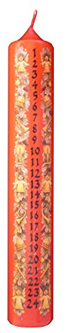 Meissner-Handel - Auswahl - Weihnachtskerze/Adventskerze/Adventskalender 4 x 24 cm rot (003) - jeden Tag EIN Stückchen abbrennen - Auswahl Motiv
