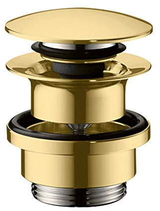 hansgrohe Push-Open Drain Fitting for Basin and Bidet Mixer Taps Polished Gold Look