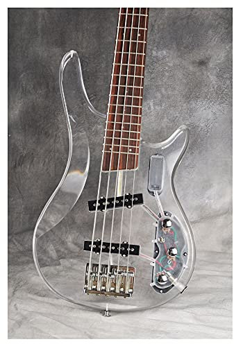 DIY Bausatz E-Gitarre Rotes Sandelholz-Griffbrett Mit LED-Leuchten, Hochwertige Echte Aufnahmen, Geeignet Für 2016 Neue Gerade 5-starken Acrylkörper-Bass Unvollendeter Gitarrenbausat