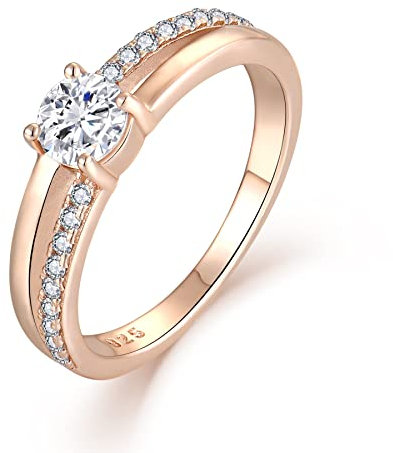 YL Verlobungsring Damen 925 Sterling Silber Ring Damen Zirkonia Rosegold Ringe Silberringe Eheringe Ringe Frauen