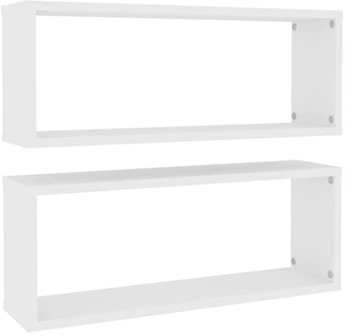 vidaXL 2X Würfelregal Wandregal Hängeregal Cube Lounge CD Regal Dekoregal Bücherregal Schweberegal Wandboard Regalwürfel Weiß 60x15x23cm Holzwerkstoff