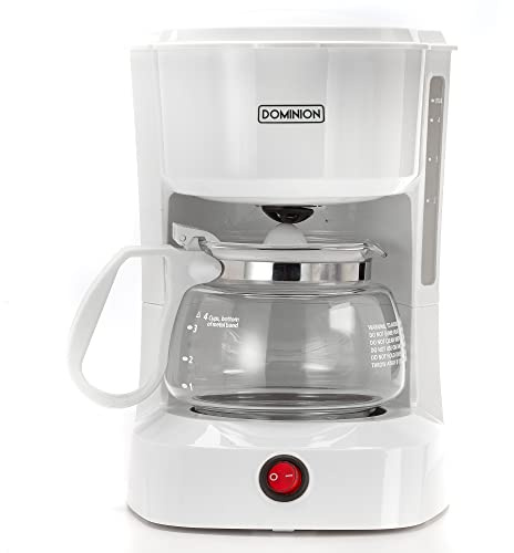 Dominion 4-Cup Coffeemaker Compact Coffee Pot Brewer Machine, Quiet Operation with On / Off LED Indicator Light, Convenient Cord Storage and Auto Pause Feature, Easy Anti-drip Coffeemaker with Coffee
