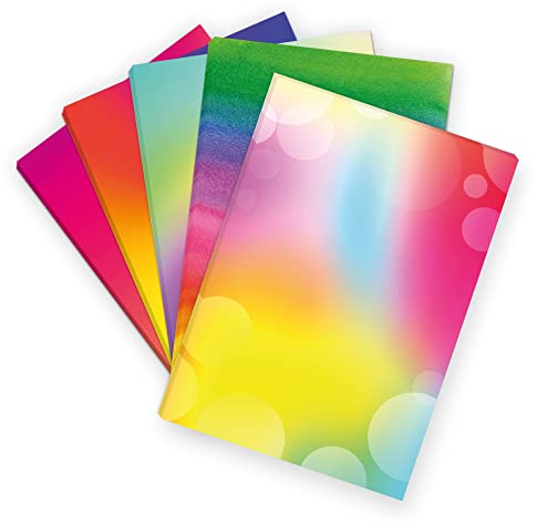50 Blatt Bastelpapier 5x10 Mix | Bunter Bastel Grelle Farben Mix 5 Motive | Motivpapier A4 | edles Design Papier | beidseitig bedruckt | Set | 90 g/m²