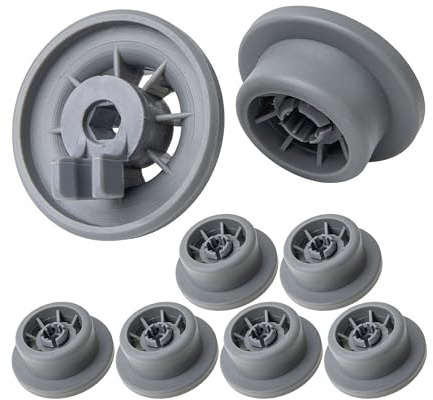 Korbrollen für Geschirrspüler, 8 Stück, in Grau, Ø 26 x 10 mm Laufrolle, Spülmaschinen Rollen universal für die meisten Geschirrspüler, Ersatz Unterkorbrollen Geschirr Korb, Reparatur Spülmaschine Set