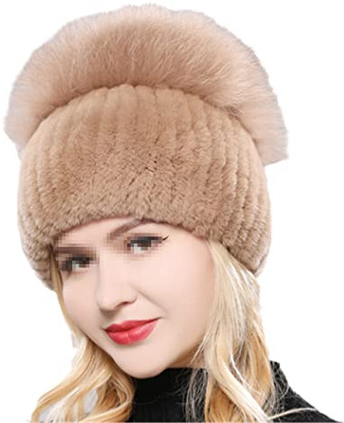 keusyoi Damen Hut Elastische Flauschige Pelzmütze Winter Frauen Strickfell Hüte Damen Fellmützen