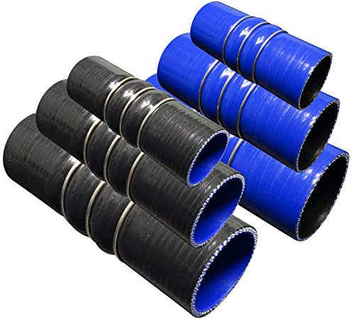 2 Stück | FLEX SILIKONSCHLAUCH 0-20° Bogen Verbinder ID-Ø 60mm blau 200°C | GROSSE AUSWAHL | Anti-Vibration Dämpfung Rohr-Kupplung Adapter Ladeluft LLK Kühler Turbo Silikon-Schlauch | PREMIUM