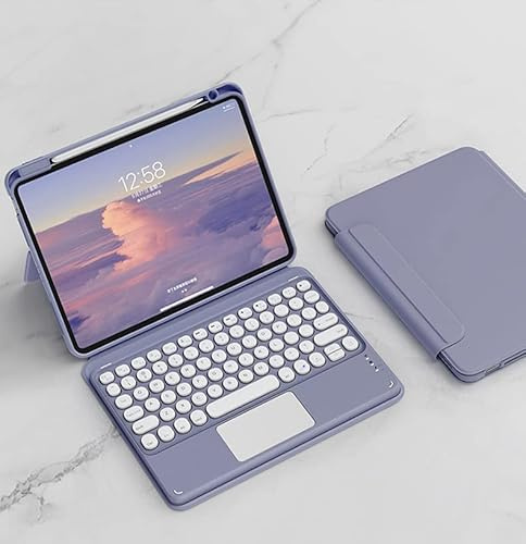 QYiiD Coque Clavier pour iPad Air 13 2024 (M2) et iPad Pro 12.9 6ème Génération(2022)/5è/4è/3è Génération, Transparente Magnétique Vertical Cover & AZERTY Clavier sans Fil avec Touchpad, Violette