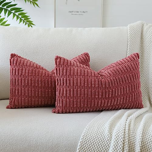 JOTOM 2er Set Kordsamt Weicher Kissenbezüge Moderne Kissenhüllen Dekorative Sofakissen Dekokissen Zierkissenbezug für Wohnzimmer Sofa Schlafzimmer Marmelade 30x50 cm