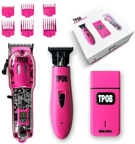 TPOB Slime 2 Candy Pink Clipper Trimmer Shaver Set Barber Hair Clippers in Matte Pink with Taper Blade