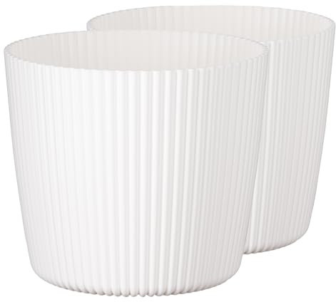 Tymar Fioriera, Set di 2 Vasi da Fiori, Forma Rotonda ((2pack) Bianco, diametro 40 cm)