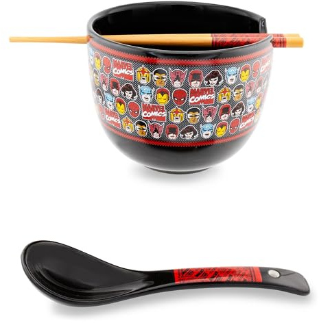 Marvel Comics Superheroes 20-Ounce Ramen Bowl With Chopsticks and Spoon