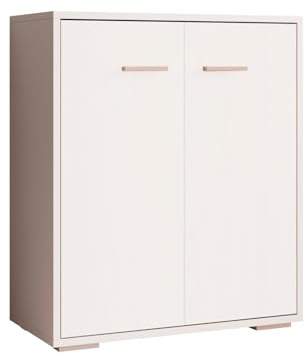 MB Muebles Bonitos, Credenza piccola Lander L2, Stile Moderno, Madia bassa multiuso con 2 ante, Bianco, 60x71x30cm