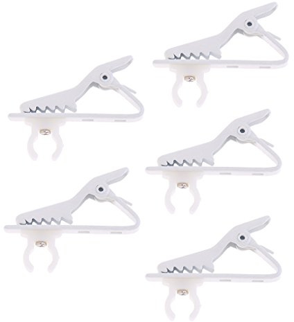 5pcs/Set 6mm White Lavalier Lapel Tie Clip Holder for Mic Microphone Replacementcoding/610