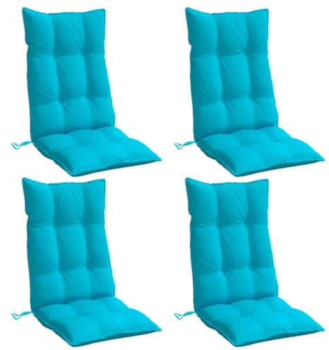 vidaXL Hochlehner Auflagen 4 STK., Hochlehner Auflage mit PP-Hohlfasern, Stuhlauflage mit Gummibänder Bindebänder, Sitzkissen, Türkis Oxford-Gewebe