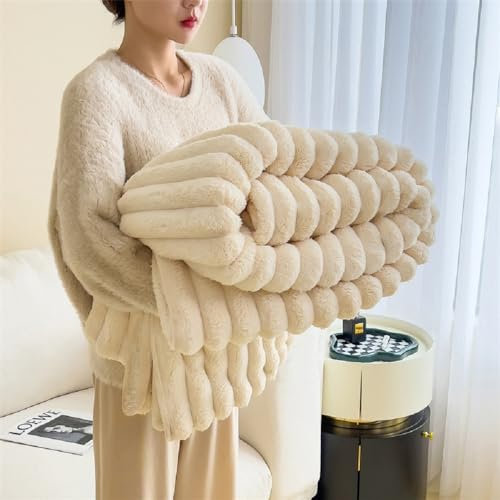 Luofanfei Kuscheldecke Wohndecke 150x200 Creme Beige Samt Decke Kuschelig Warme Flauschige Fleecedecke Bettüberwurf Couchdecke Tagesdecke Sofadecke Blanket Für Sofa Überwurf Bett Schlafzimmer Büro