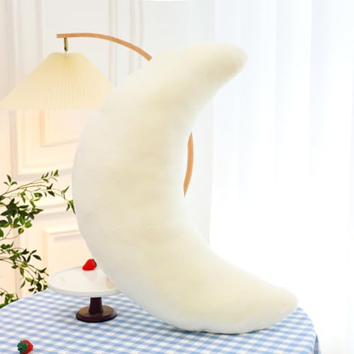 Kuschelkissen Kinder Mondkissen Dekokissen Weiche Flauschige Zierkissen Sofakissen für kuschelecke Kinderzimmer Schlafzimmer Deko (Weiß,45cm)