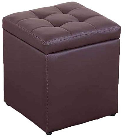 Generic Hocker, Ottoman Mit Aufbewahrungswürfel Hocker Lagerung Leder Tragbarer Fußhocker Gepolsterter Gepolsterter Sitz/Braun/30 * 30 * 36Cm