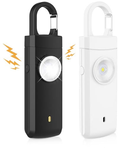 2 Stück Taschenalarm Frauen: 130dB Selbstverteidigung mit LED-Beleuchtung und Schlüsselanhänger, Persönlicher Alarm für Frauen wiederaufladbar für Frauen Kinder Altere Menschen