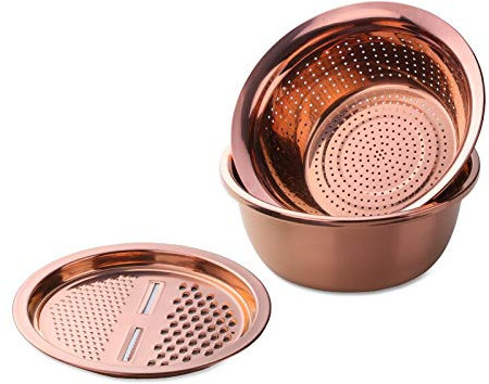 Stainless Steel Cheese Grater with Drain Pan and Vegetable Cutter Kitchen Accessories (Rose Gold)