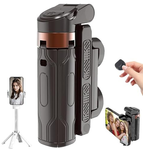 Pocketflex Mini Tripod JJ02 with Detachable Remote, Extendable Grip Phone Stand, Selfie Stick for Mobile Devices (Black)