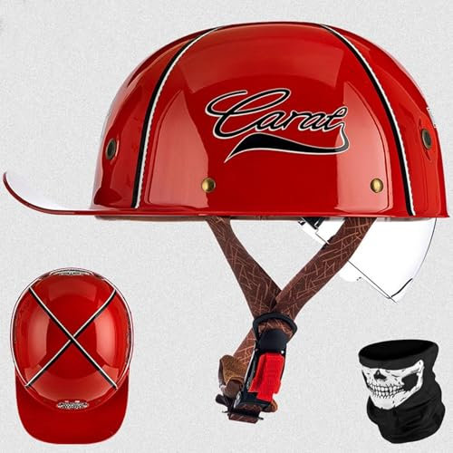 GKCEGHKS retrò Casco Scodella Mezzo Casco da Motociclista Vintage Caschi Casco A Scodella Scooter Motorino Casco Scooter Casco Faccia Aperta retrò Aperto Caschi da Moto ECE Omologato