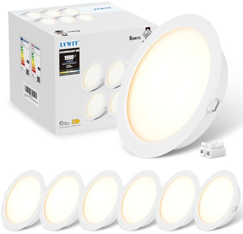 LVWIT LED Einbaustrahler 230V 1980LM LED Spots 18W Deckenspots Deckenstrahler Ultra Flach, Einbauleuchten Decke Neutralweiß 4000K Einbauspots für Bad Schlafzimmer Küche Wohnzimmer, 6er Set