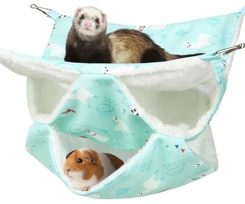 UPINS Rat Hammock,Pet Guinea Pig Hammock for Cage Ferret Chinchilla Hamster Squirrel Hammock Small Animal Hammock for Cage Hanging Bed Cage Accessories 11.8x11.8 Inches