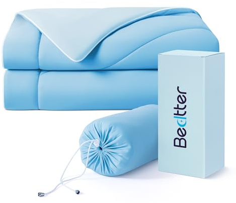 Bedtter Cooling Blankets for Hot Sleepers - Summer Blanket Thin Lightweight Breathable Soft Double Side with Bag for Travel, Cooling Comforter for Couch Sofa, Keep Cool for Night Sweats, Blue 50x60