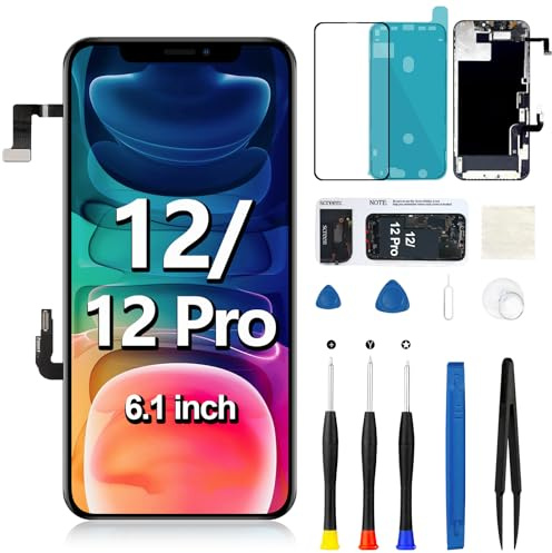per iPhone 12/12 Pro Sostituzione dello schermo con altoparlante auricolare Sensore di prossimità Display LCD 3D Touch Frame Digitizer Assemblaggio completo Kit di strumenti di riparazione A2172