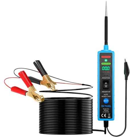 ZKTOOL LED-strömkretssond, DC 6-24 V Automotive Power System Tester, Automotive Circuit Tester, Kortslutningstestare, spänningstestare, identifiering av polaritet