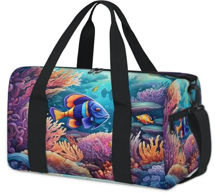 Sporttasche für Kinder, Mädchen, Jungen, Damen, Herren, Übernachtung, Wochenendtasche, Reisetasche, Sporttasche, Sporttasche mit buntem Ozean, U-Boot-Motiv, Freizeittasche