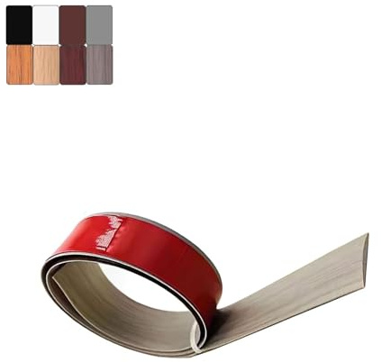 Barre de Seuil Autoadhésive, 1m x 4cm Bande de Seuil en Grain de Bois, Seuil de Porte Profil de Transition, Bande de Recouvrement de Sol en Vinyle(GreyWoodGrain,5cm*1.0m)