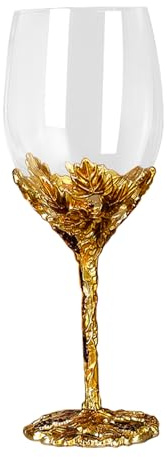 Simcat Red/White Wine Glass, Handmade Painted Enamel Flower Gin Wine Glass Long Stem Crystal Wine Glasses, Ideal Gifts (Wine Glass)