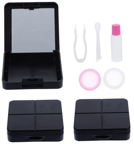 Baluue Contact Lens Storage Case with Mirror 3pcs Portable Travel Lens Holder Box Set