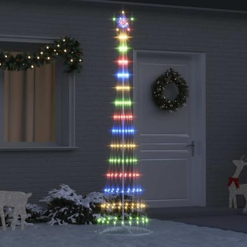 ACAGALA LED Weihnachtsbaum Aussen 250 cm 290 LEDs Kegelform Tannenbaum mit Sternspitze, Beleuchtete Tannenbaum Outdoor mit Ständer, Weihnachtsdeko Lichterbaum Bunt