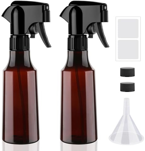 Hokretme Plastic Spray Bottles 350ml/12oz Continuous Spray Bottle Mist Spraying Heavy Duty Empty Water Spray Bottles for Hair, Cleaning Solutions, Plants，Essential Oils 2 Pack (Brown-2pcs)