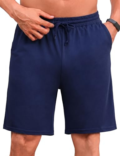 Aseniza Short Pyjama Homme Bas de Pyjama Homme Coton Pantalon de Pyjama Court Doux Sommeil Décontracté Short de Nuit et Poches Shorts Ete