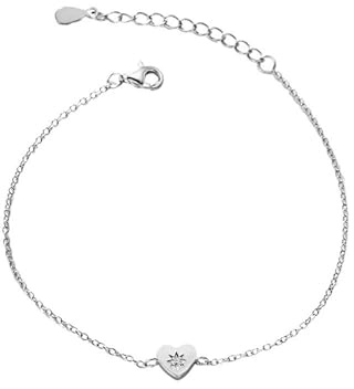 KnSam Echtgold Schmuck 14 Karat 585 Weißgold Armbänder Damen, Klassiker Herz Armreifen mit Labor Erstellt Diamant, Armreif 14K Gold, 16+5cm